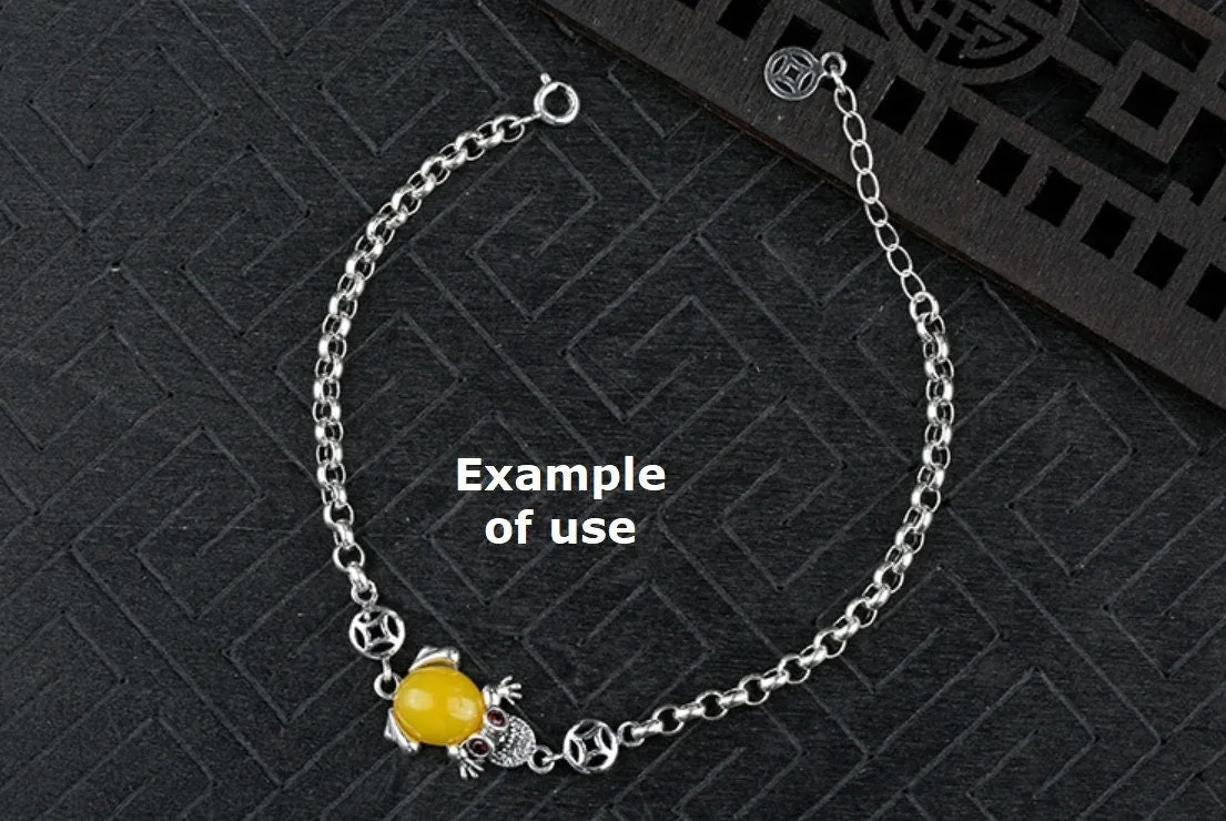 Retro Frog Oval Cup Chain Mount Bracelet Setting Sterling Silver Antique Fine 925 8x9mm For One Stone Bead No Prongs DIY Jewelry Wholesale