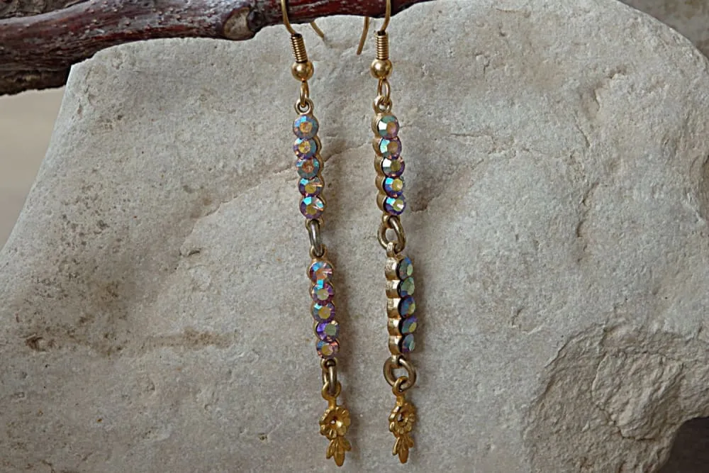 Rhinestone bar earrings