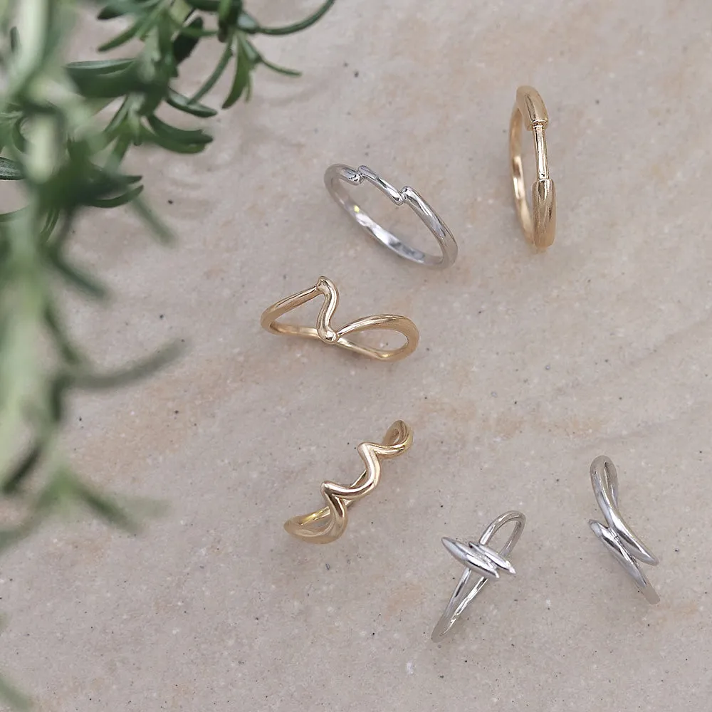 Rhodium Plated Bypass Band Ring