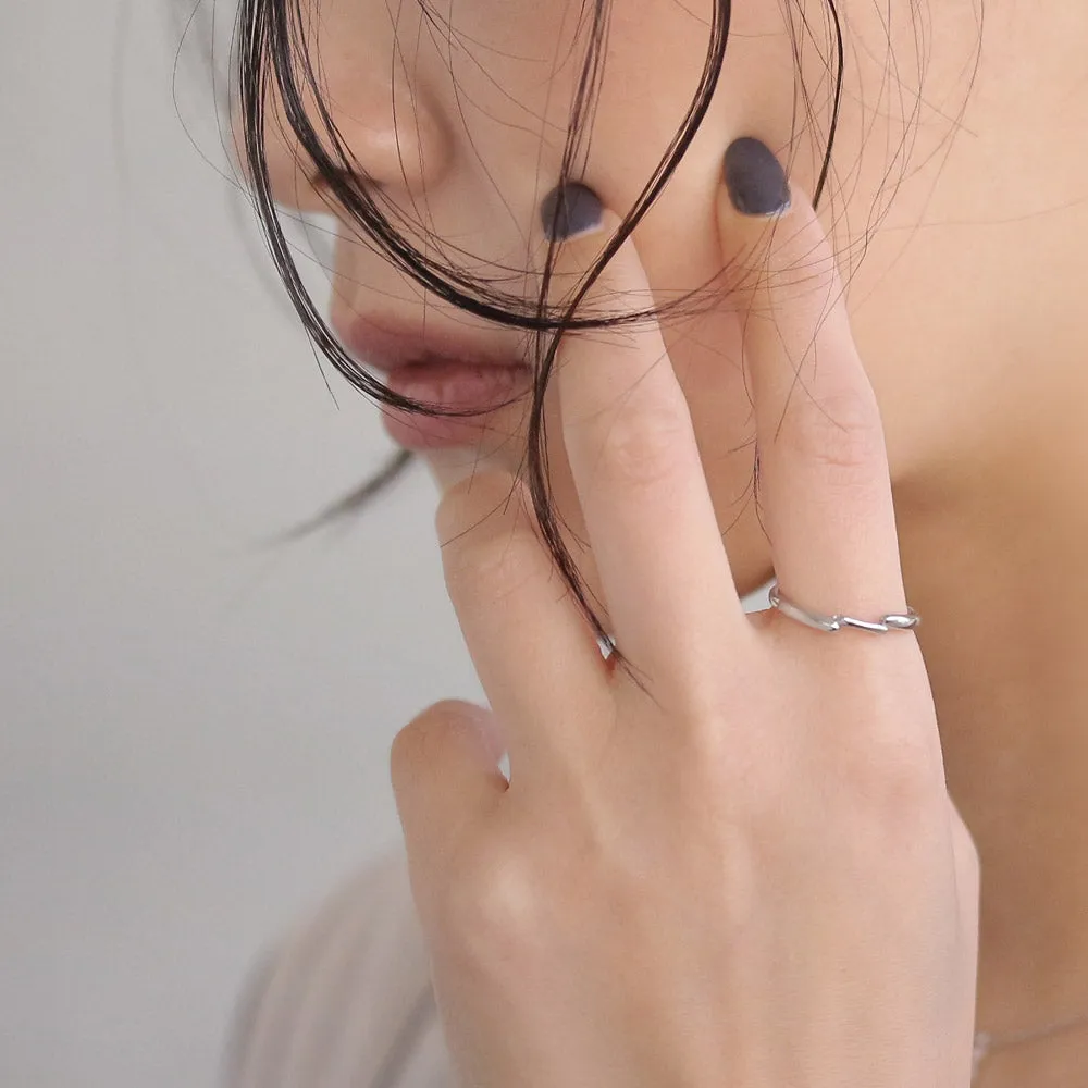 Rhodium Plated Bypass Band Ring
