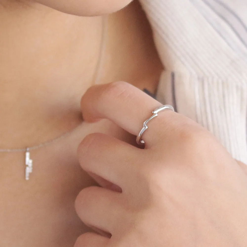 Rhodium Plated Bypass Band Ring