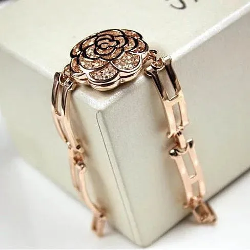 ROSE IS A ROSE 18kt Rose Crystal Bracelet In Rose Gold Polish