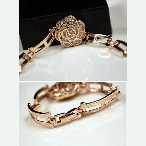 ROSE IS A ROSE 18kt Rose Crystal Bracelet In Rose Gold Polish