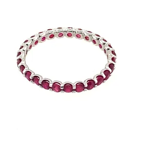 Shared Prong Platinum Ruby Eternity Band