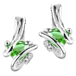 Silver Diamond And Emerald Earrings