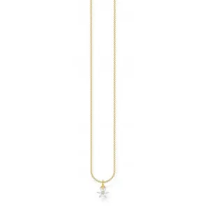 Silver Gold Plated Zirconia White Flower Necklace KE2103-414-14-L45V