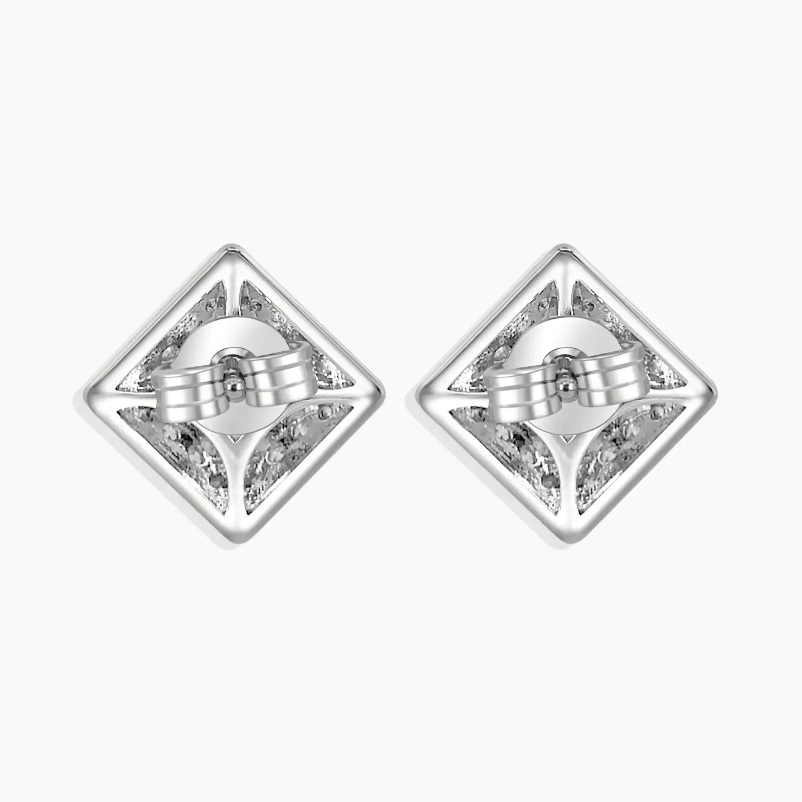 Silver Square Alexandrite Stud Earrings featuring Round Alexandrite and Zirconia Accents - Irosk Australia®