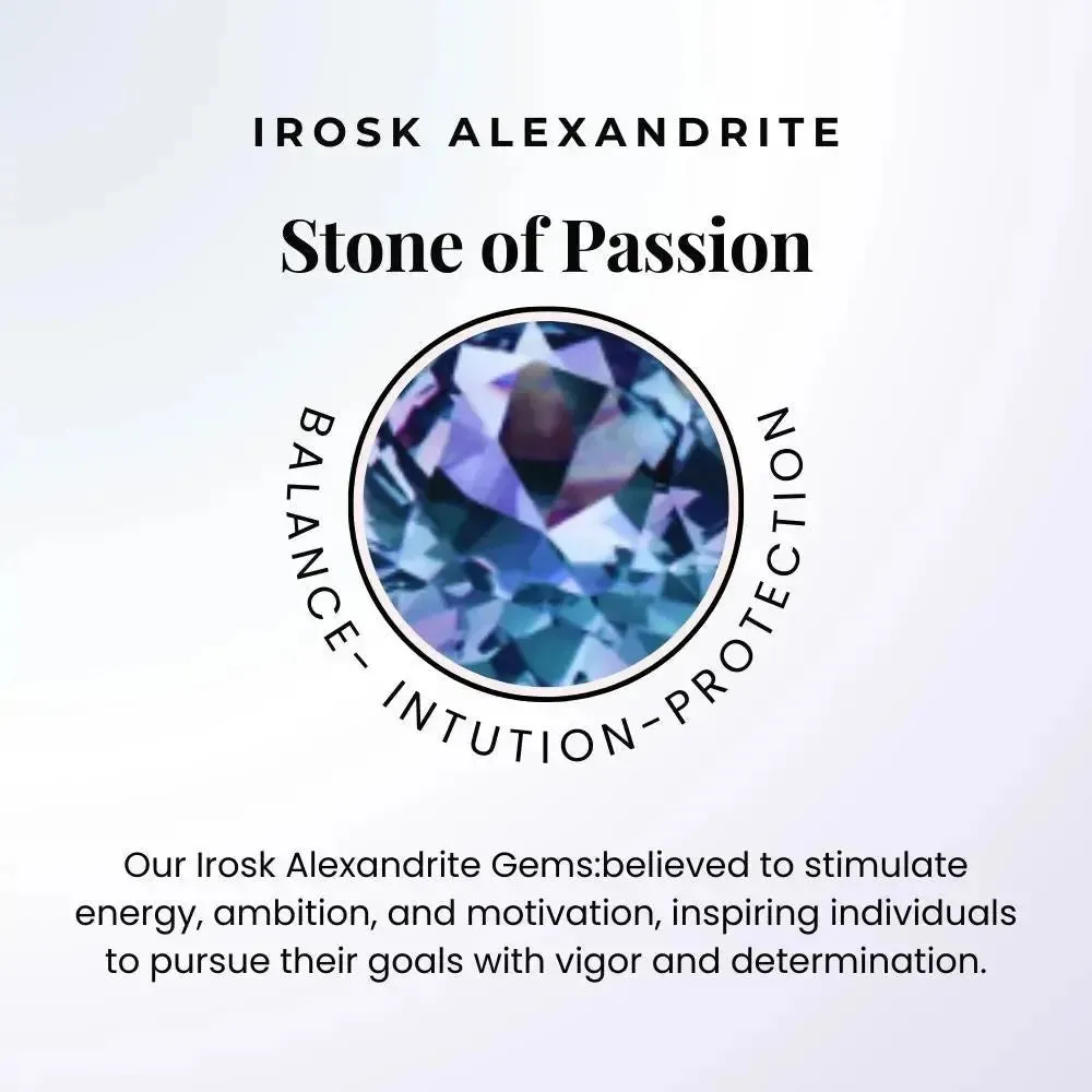 Silver Square Alexandrite Stud Earrings featuring Round Alexandrite and Zirconia Accents - Irosk Australia®