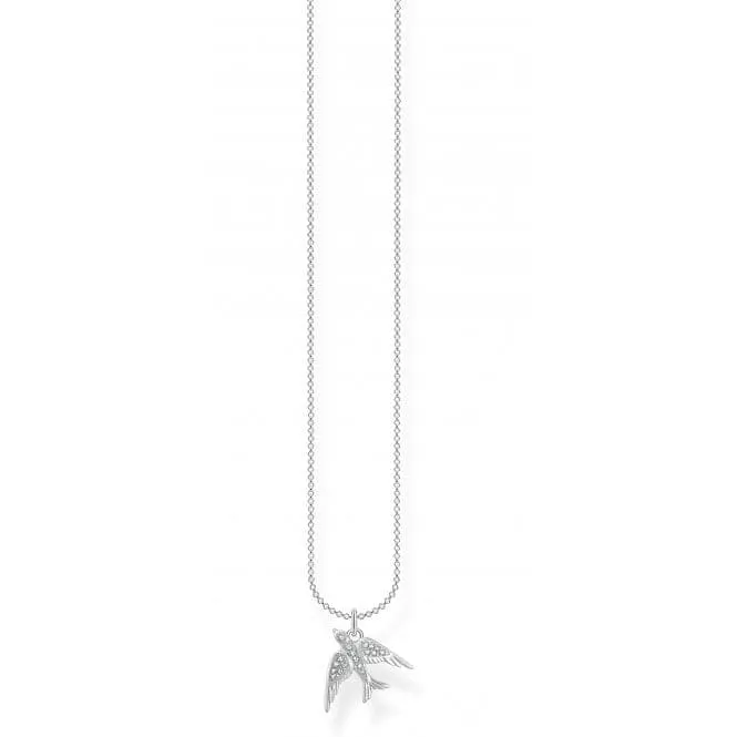 Silver Zirconia White Bird Necklace KE2104-051-14-L45V
