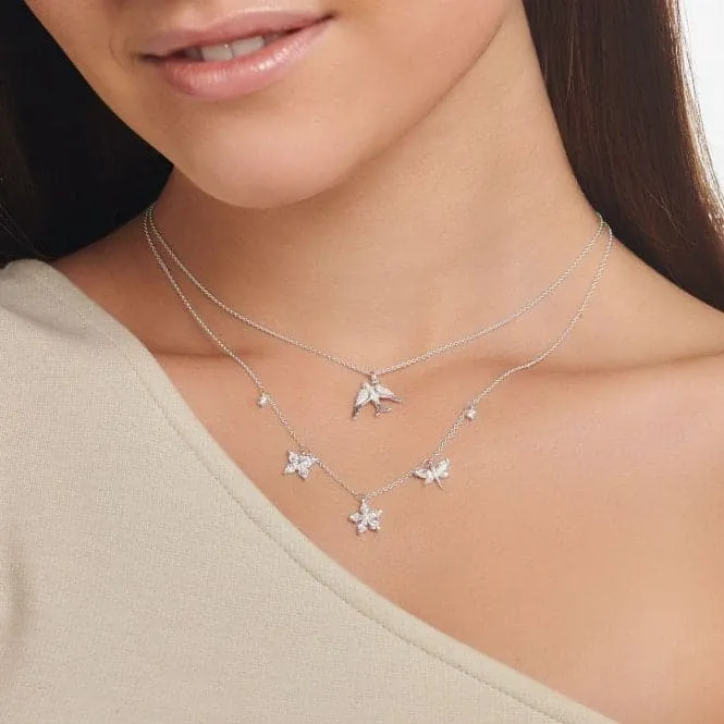 Silver Zirconia White Bird Necklace KE2104-051-14-L45V