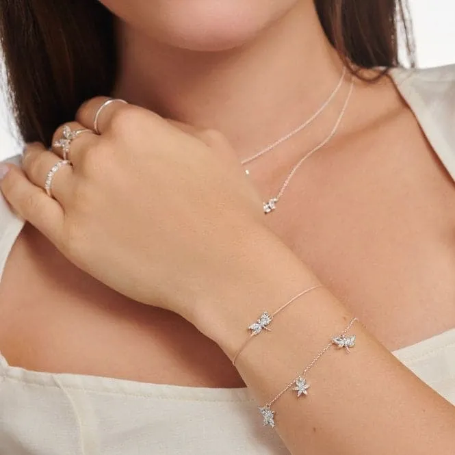 Silver Zirconia White Butterfly Bracelet A2027-051-14-L19V