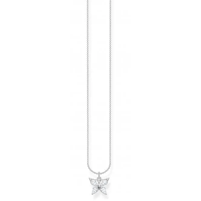 Silver Zirconia White Butterfly Necklace KE2101-051-14-L45V