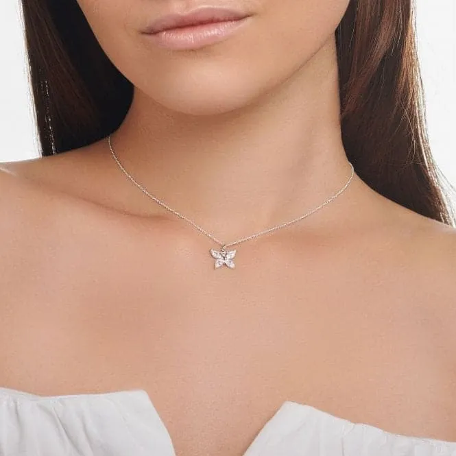 Silver Zirconia White Butterfly Necklace KE2101-051-14-L45V