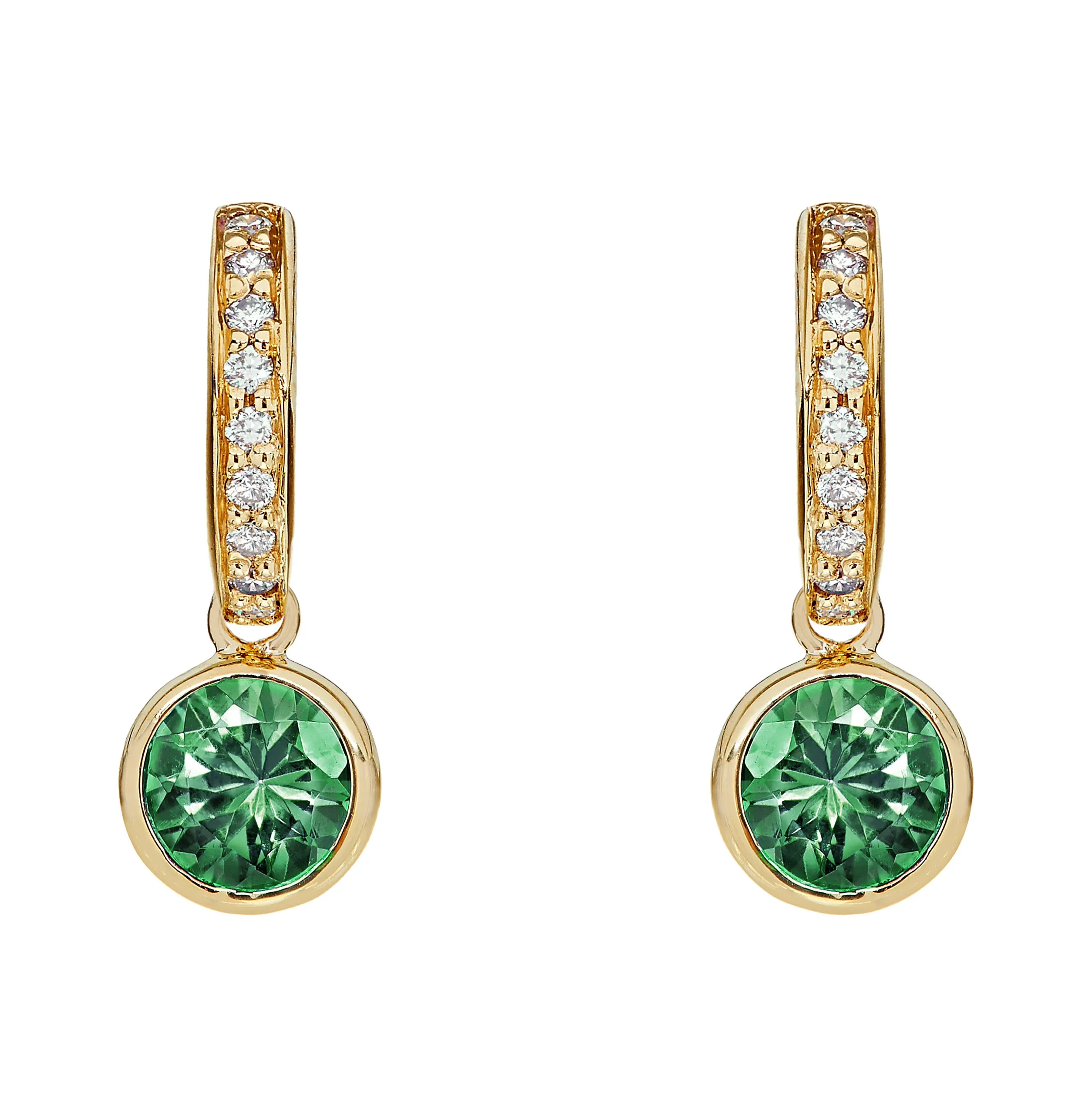 Small Twa Earrings - Emerald & Diamond