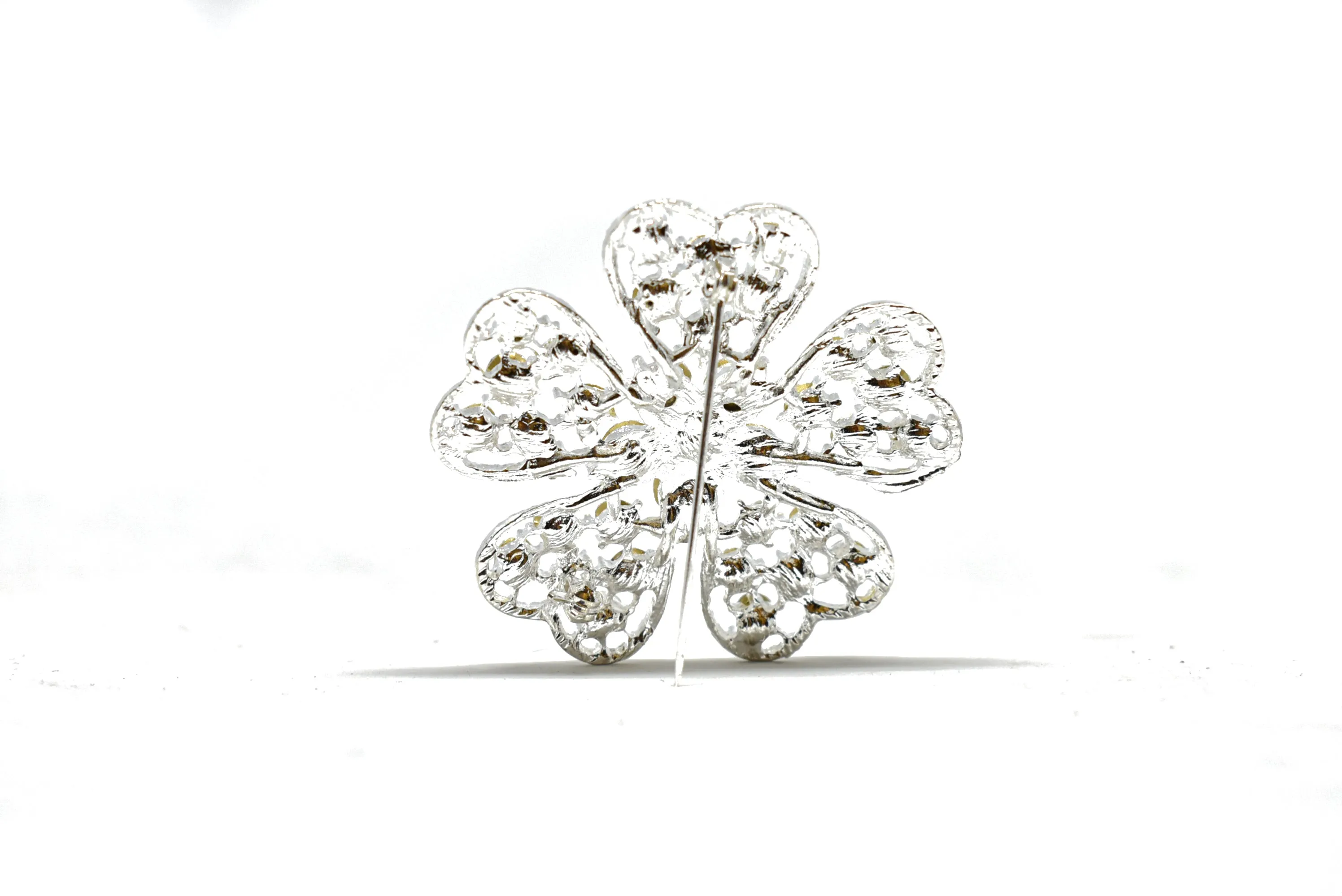 Sparkly Rhinestone Flower Brooch with Pin 2" - 1 Piece