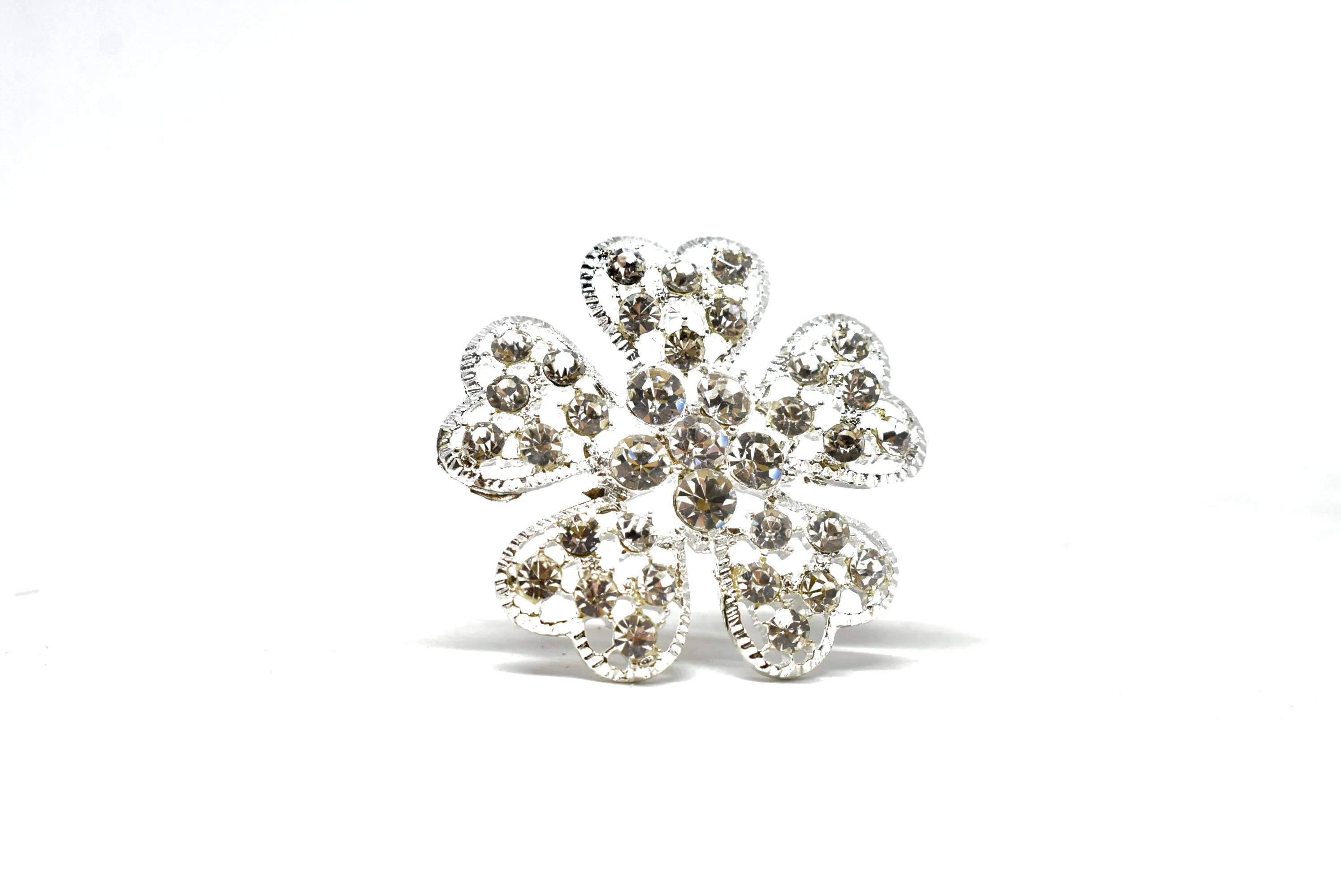 Sparkly Rhinestone Flower Brooch with Pin 2" - 1 Piece