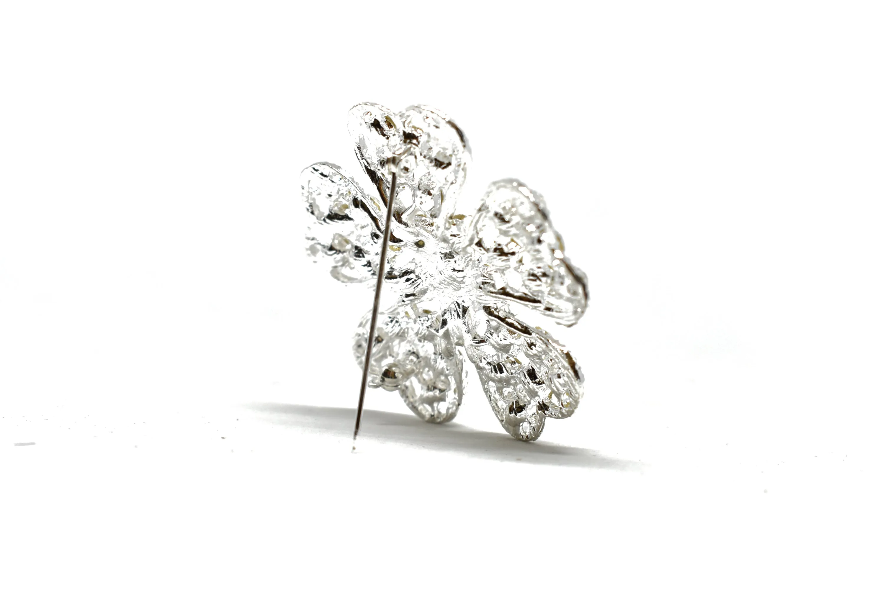 Sparkly Rhinestone Flower Brooch with Pin 2" - 1 Piece