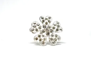 Sparkly Rhinestone Flower Brooch with Pin 2" - 1 Piece