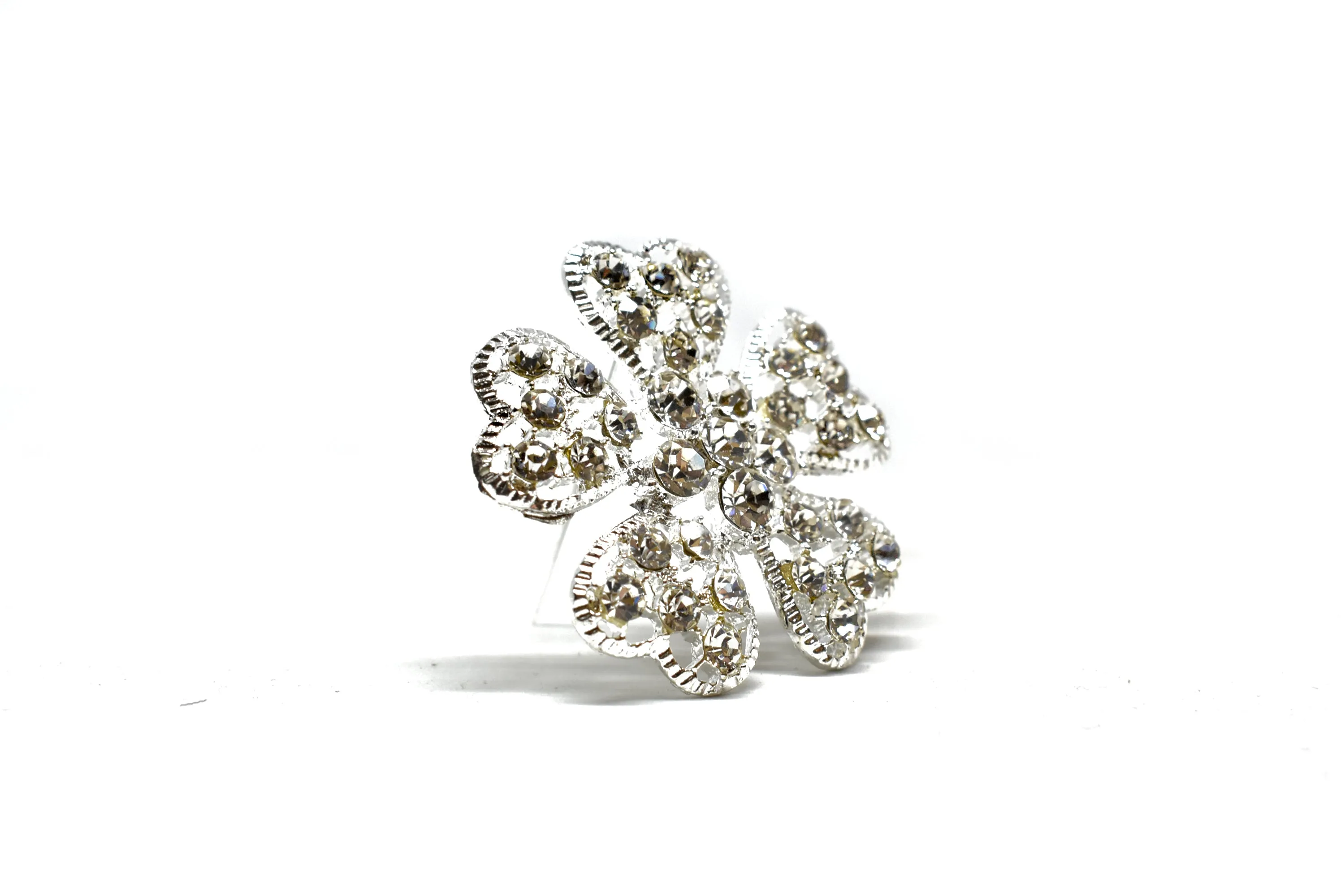 Sparkly Rhinestone Flower Brooch with Pin 2" - 1 Piece