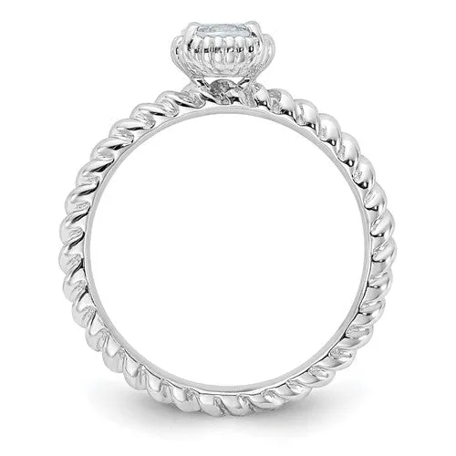 Sterling Silver Stackable Expressions Aquamarine Round Ring