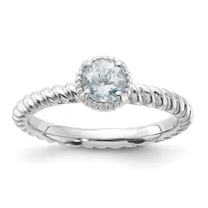 Sterling Silver Stackable Expressions Aquamarine Round Ring