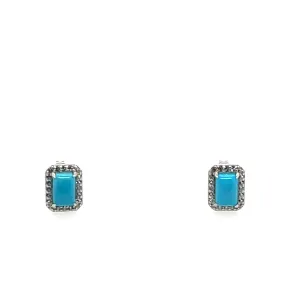 Sterling Silver Turquoise White Topaz Earrings