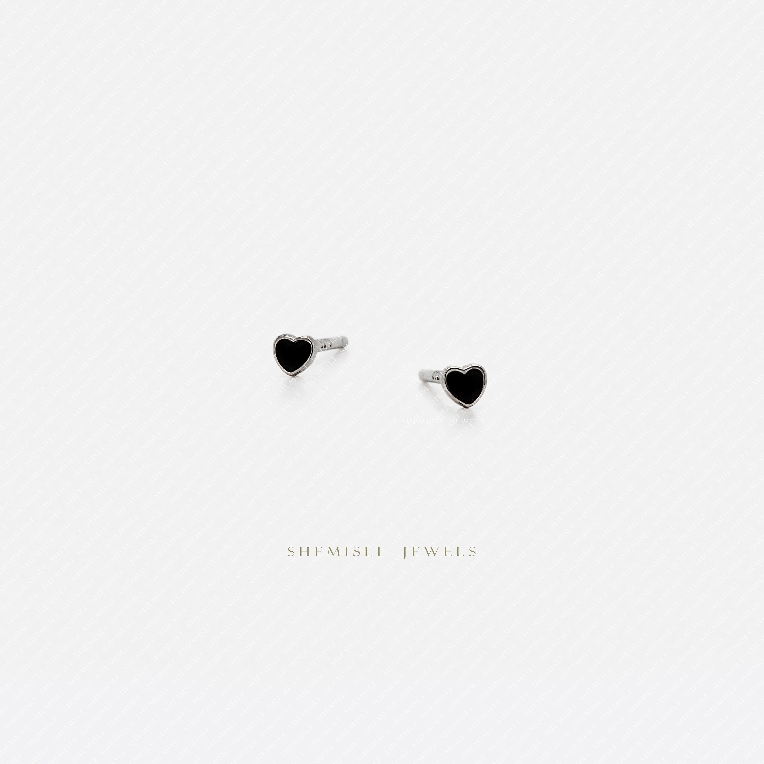 Super Tiny Black Enamel Heart Stud, Unisex, Gold, Silver SHEMISLI SS433 Butterfly End, SS434 Screw Ball End (Type A)