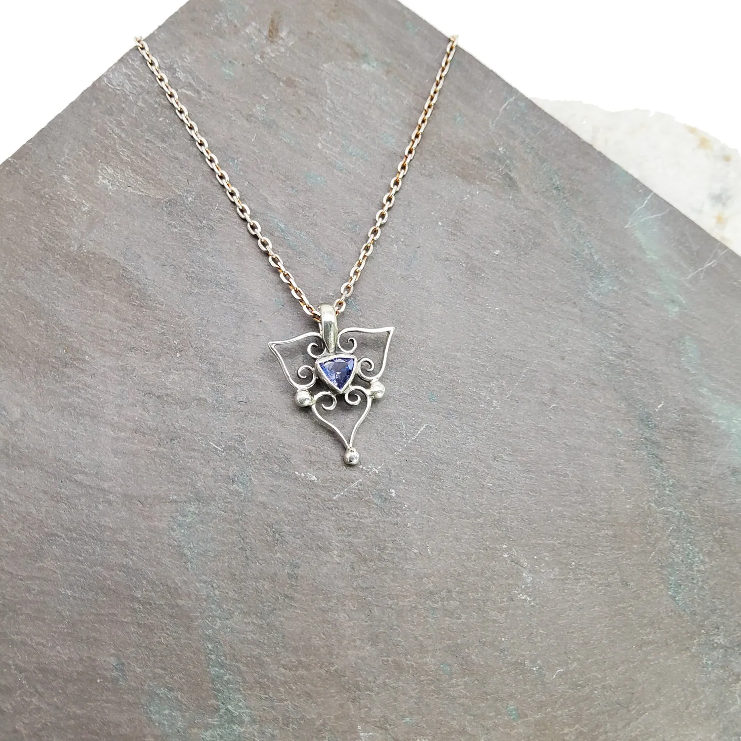 Tanzanite Heart Scroll Pendant