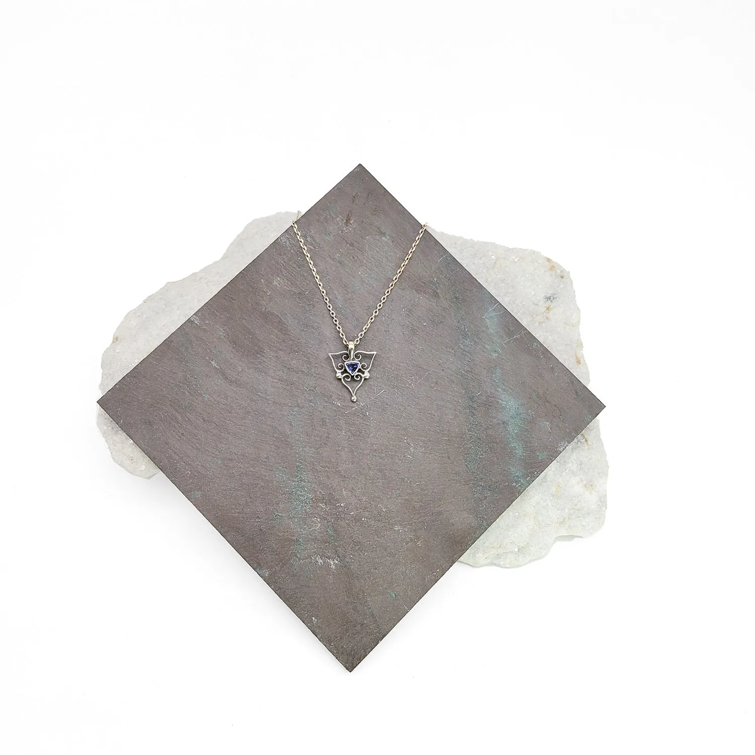 Tanzanite Heart Scroll Pendant