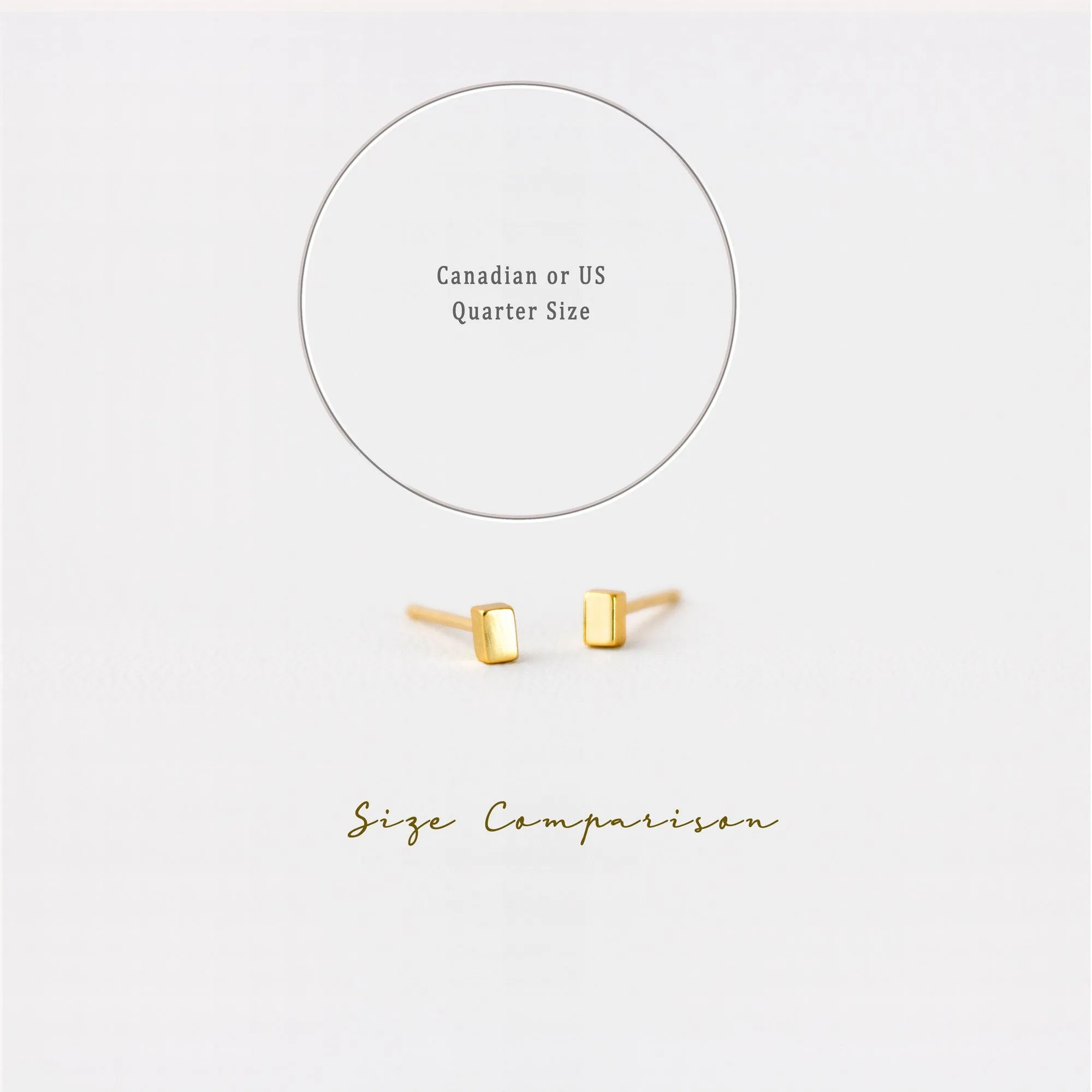 Tiny Bar Studs Earrings, Cuboid Rectangle Shape Studs, Unisex, Gold, Silver SHEMISLI - SS010 Butterfly End, SS752 Screw Ball End (Type A)