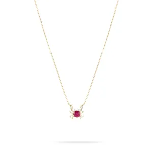 Tiny Ruby   Diamond Crab Necklace