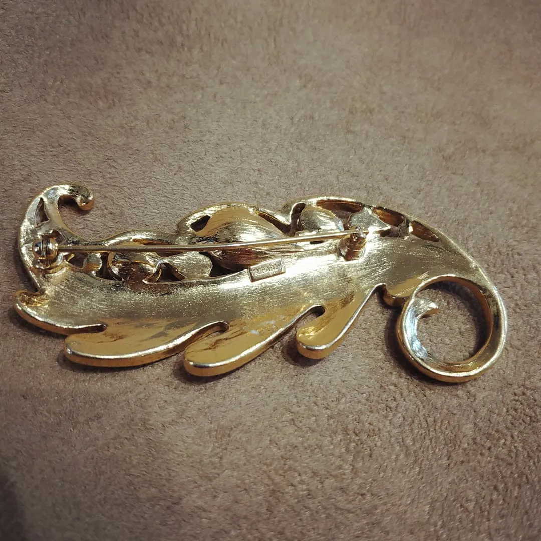 Trifari Vintage Red leaf enamel Brooch