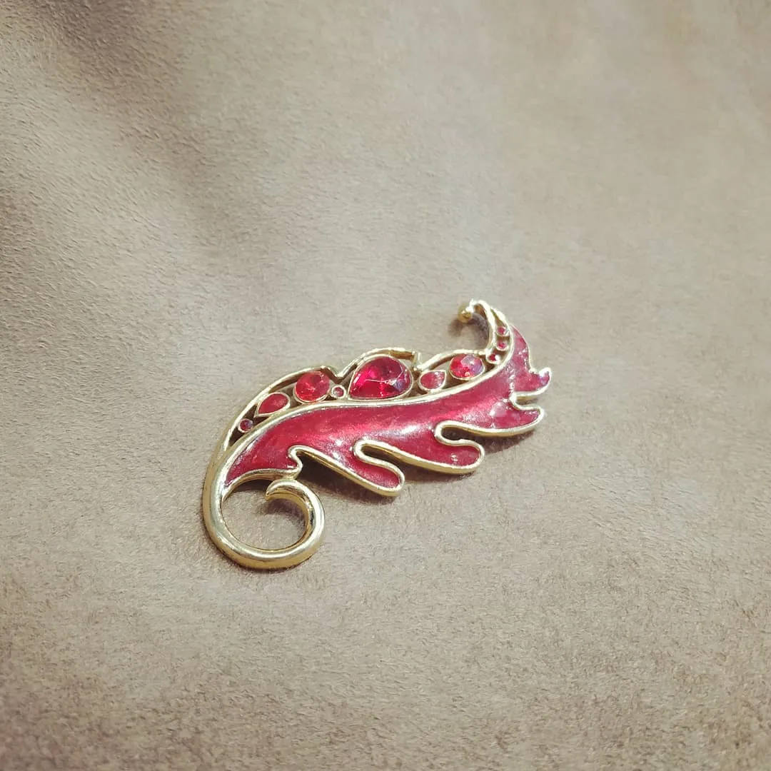 Trifari Vintage Red leaf enamel Brooch