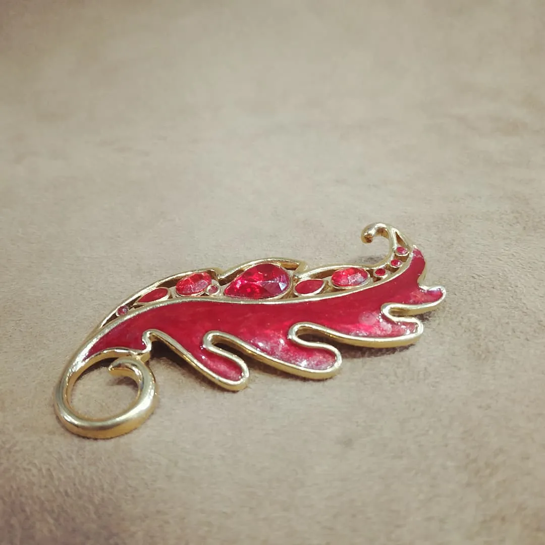 Trifari Vintage Red leaf enamel Brooch