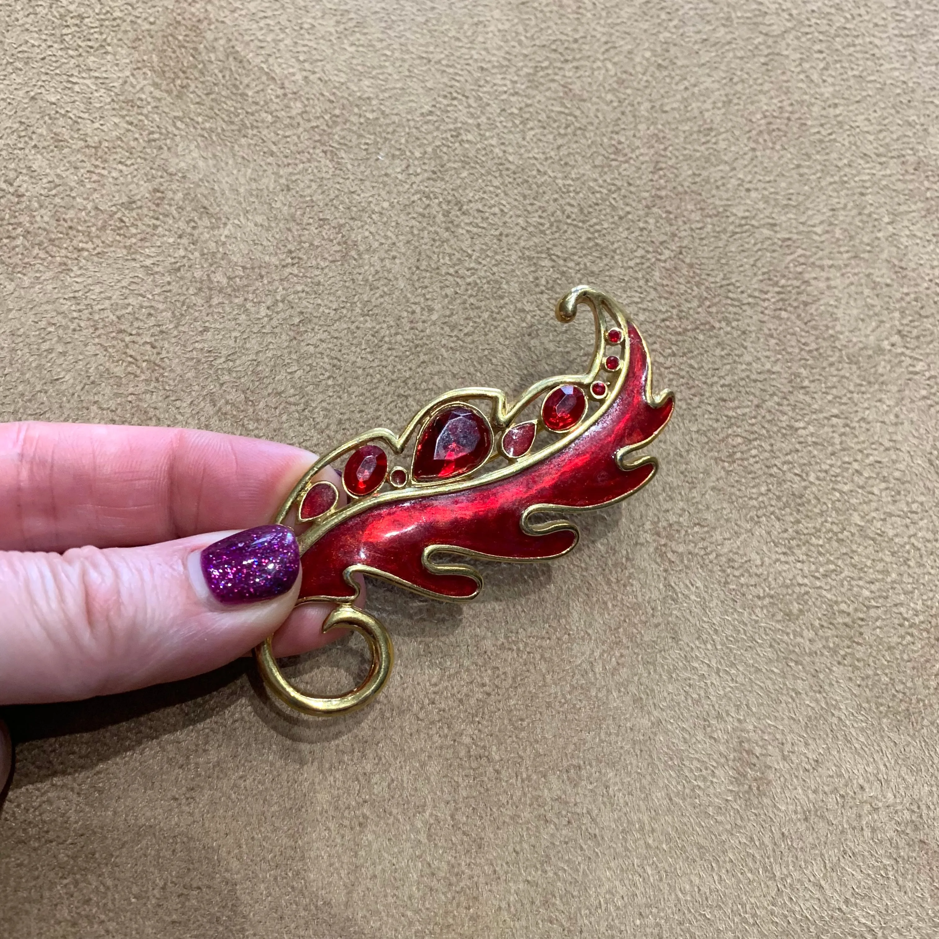 Trifari Vintage Red leaf enamel Brooch