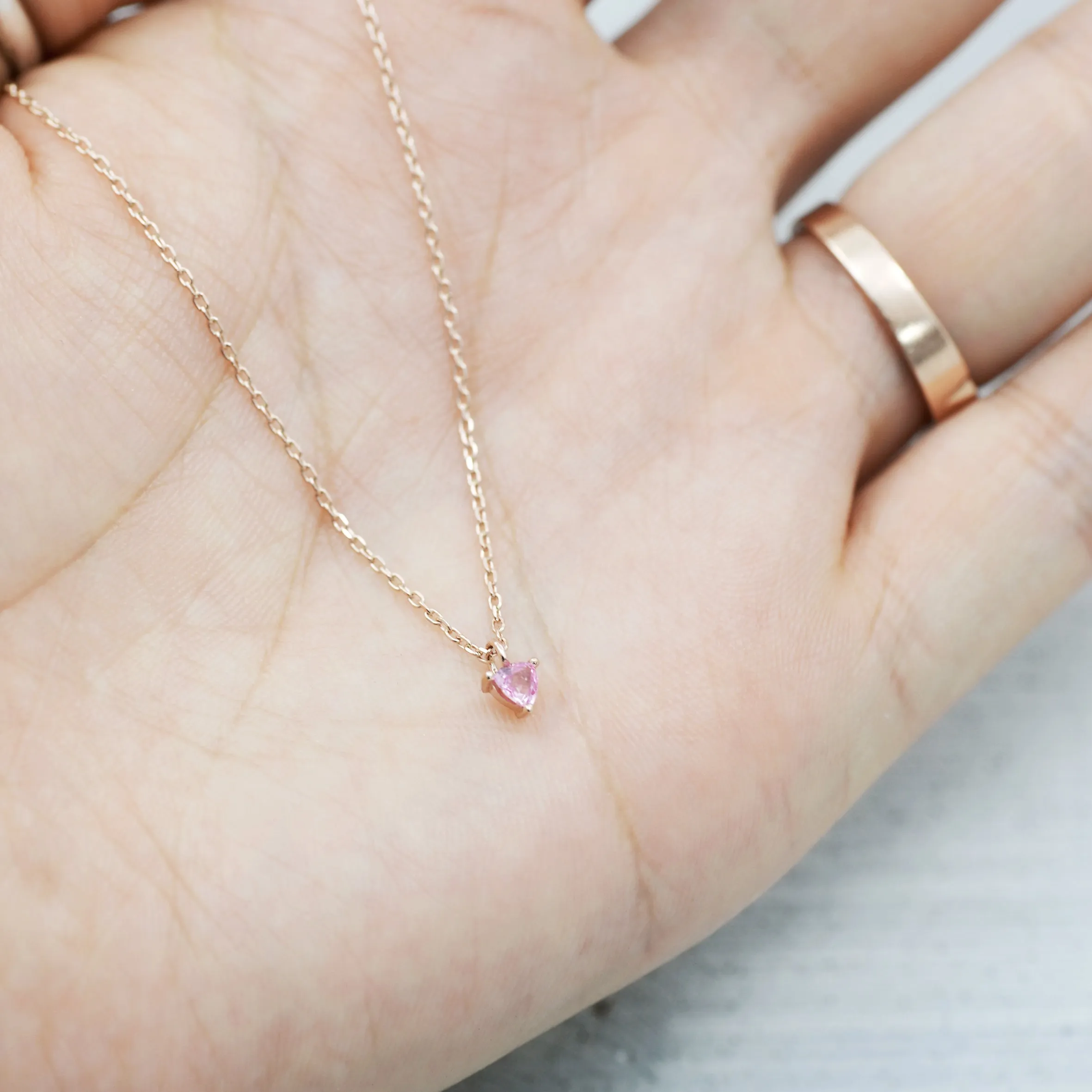 Trillion solitaire Necklace - 14K/ 18K Gold
