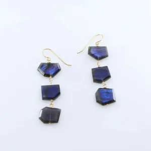 Triple Faceted Labradorite Earrings