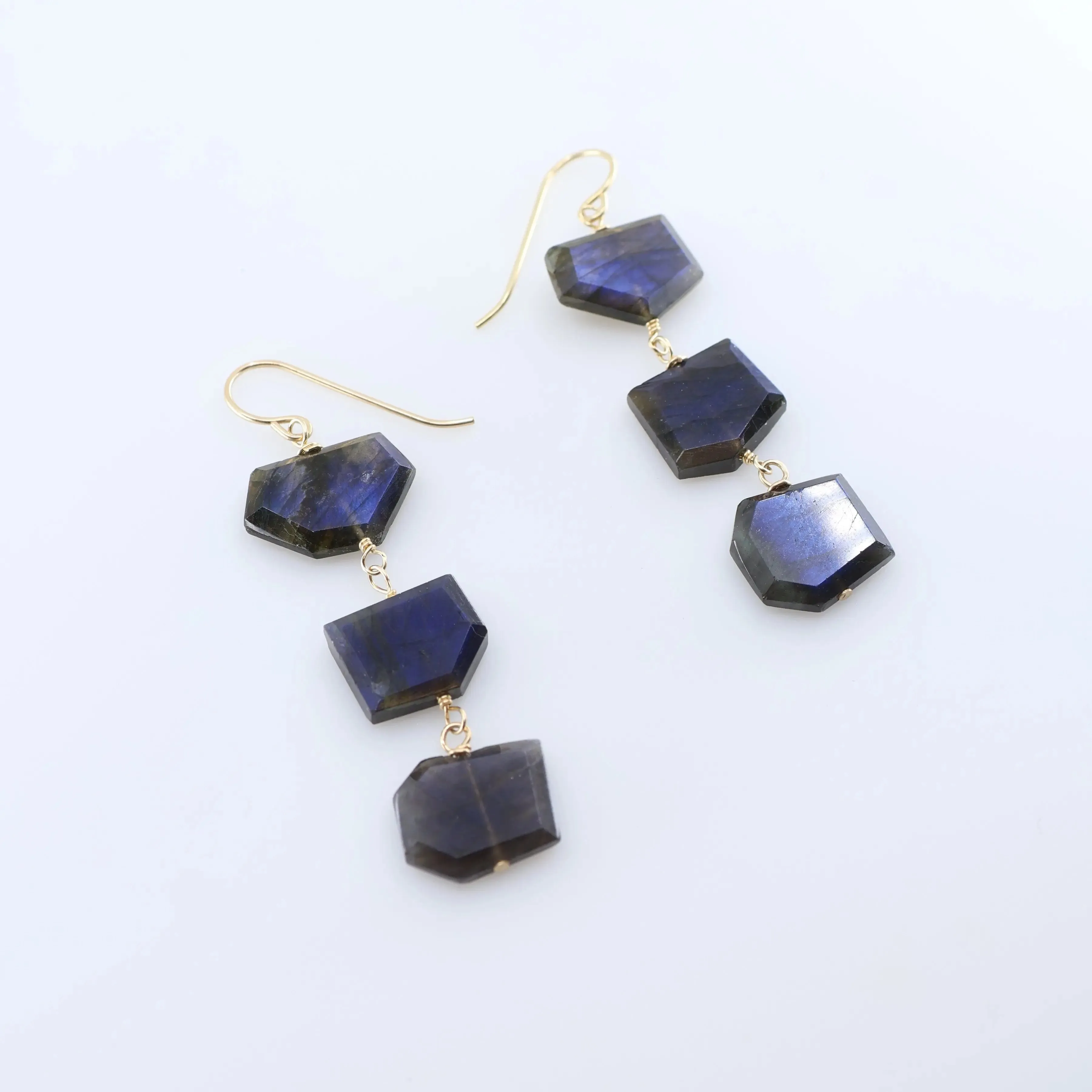 Triple Faceted Labradorite Earrings