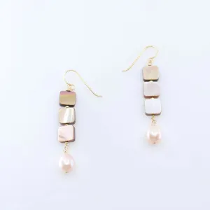 Triple Mocha Abalone and Pink Pearl Earrings
