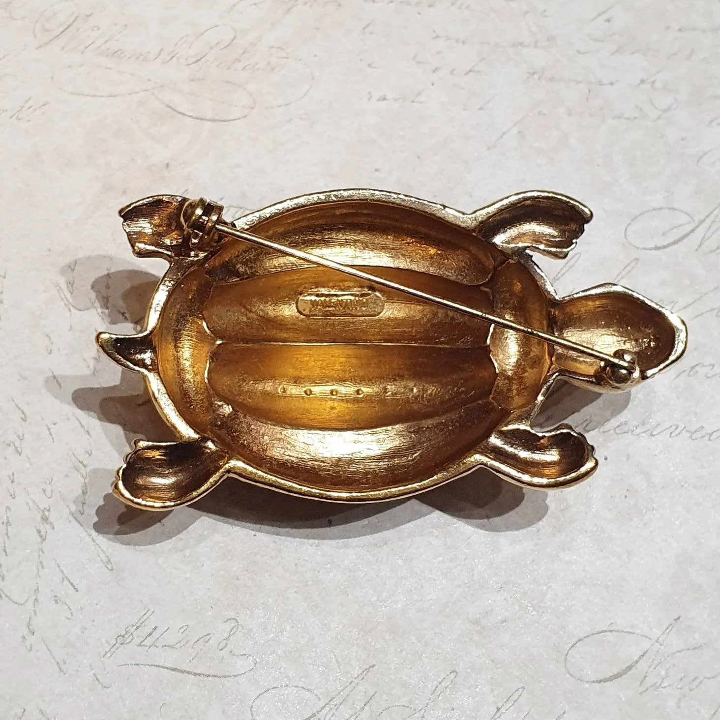 Valentino Brooch Turtle Gold Black Vintage Large