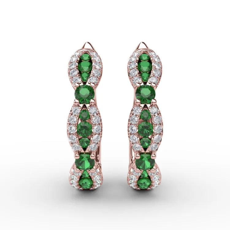 Vintage Emerald and Diamond Hoops