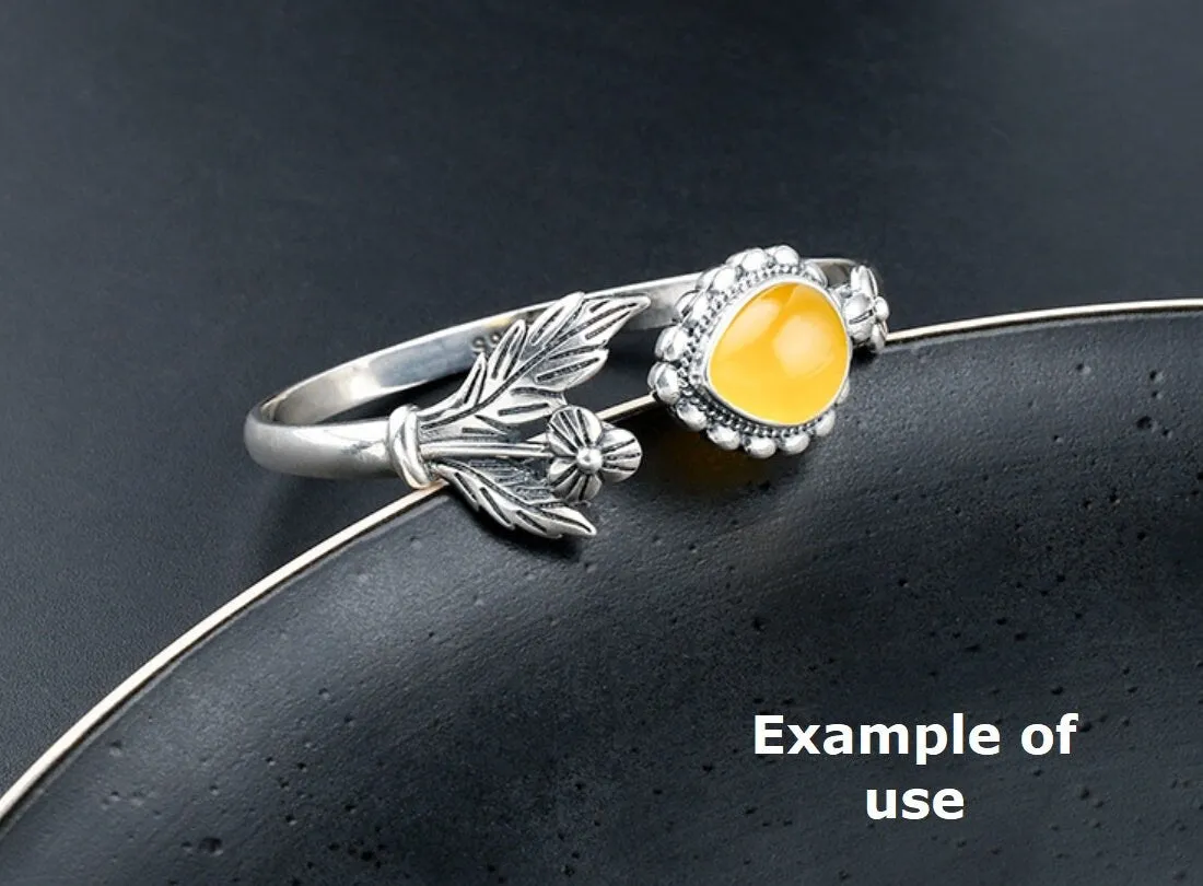 Vintage Flower Teardrop Mount Bracelet No Prongs Setting Sterling Silver Fine 925 12x15mm For One Stone Adjustable DIY Jewelry Wholesale