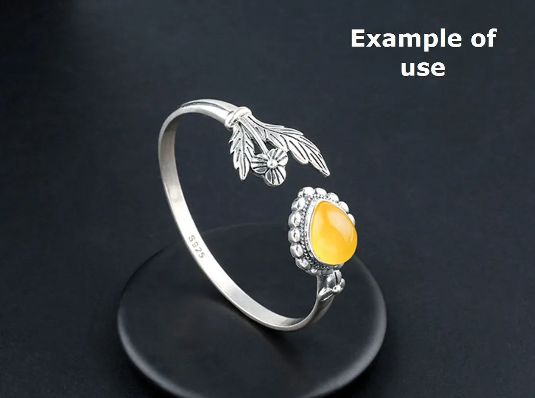 Vintage Flower Teardrop Mount Bracelet No Prongs Setting Sterling Silver Fine 925 12x15mm For One Stone Adjustable DIY Jewelry Wholesale