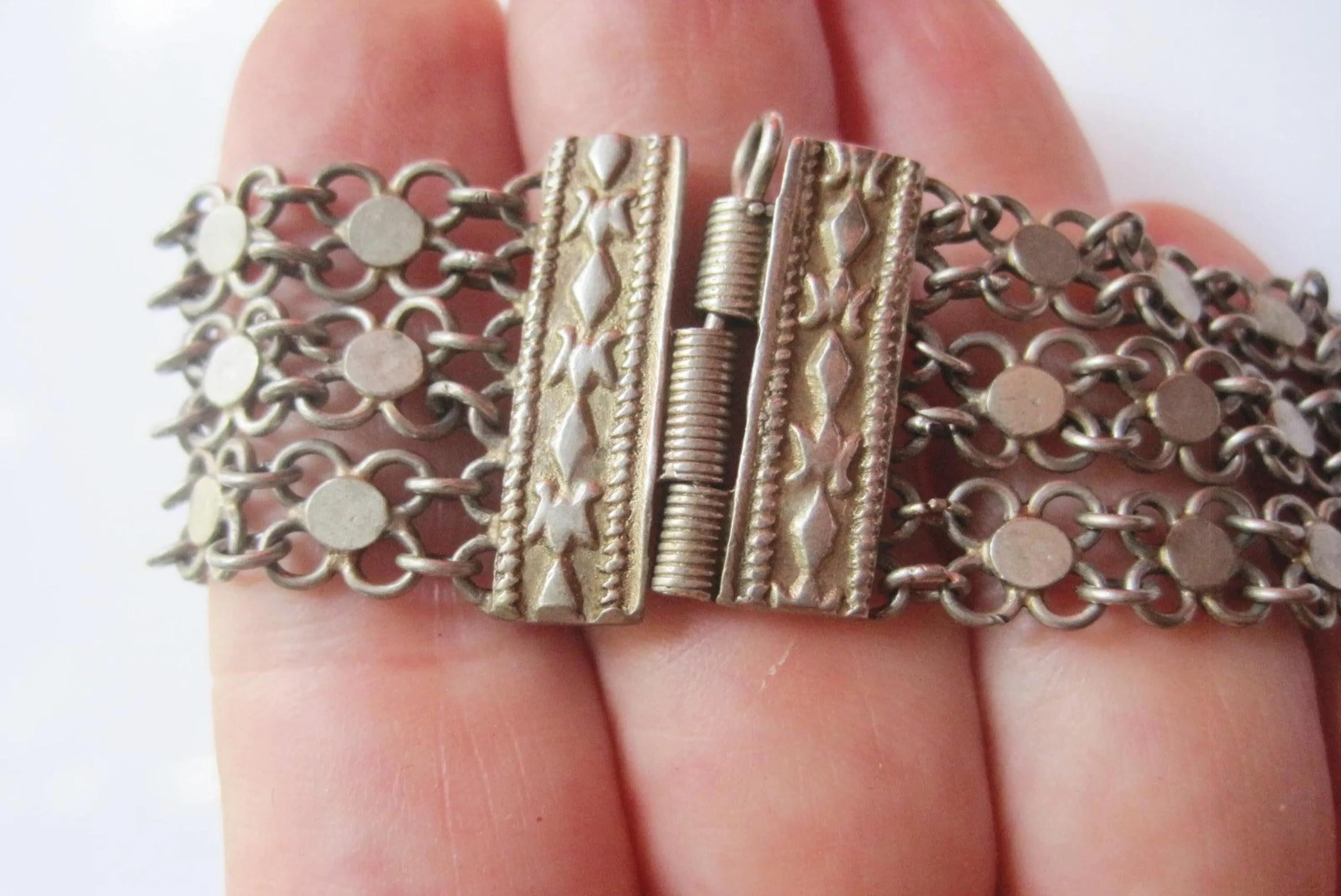 Vintage Silver Turkish Link Bracelet