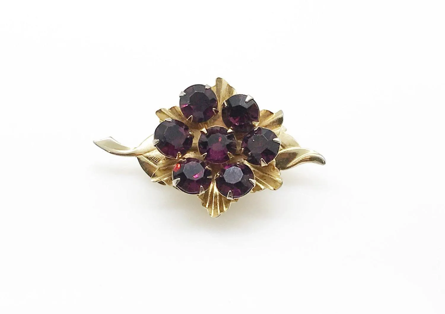 Vintage Spinning Brooch with Vibrant Purple Stones