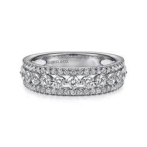 Wide 14K White Gold Diamond Anniversary Band - 1.05ct