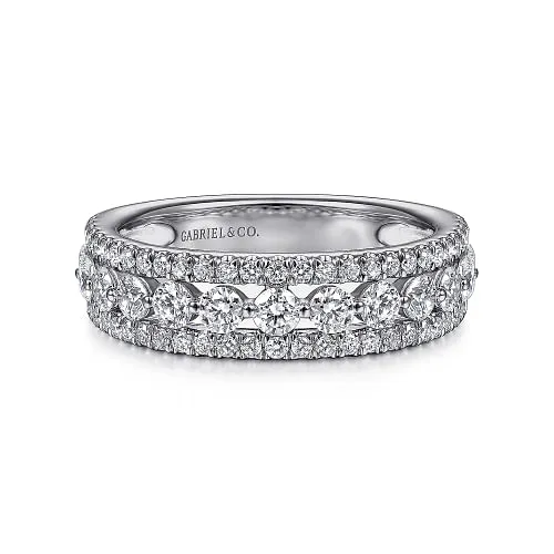 Wide 14K White Gold Diamond Anniversary Band - 1.05ct