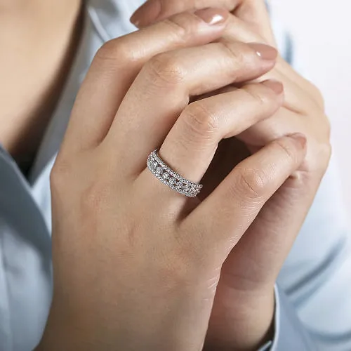 Wide 14K White Gold Diamond Anniversary Band - 1.05ct