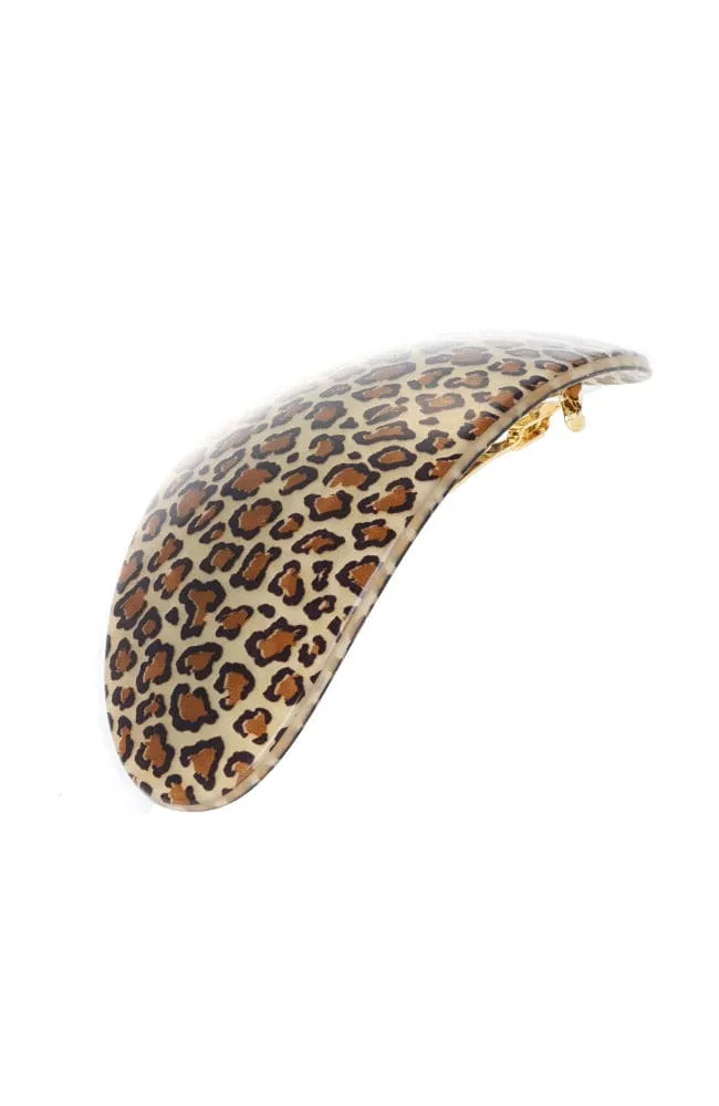 Wide Oval Volume Barrette - Golden Leopard