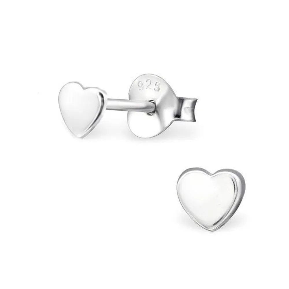 Womens Silver Stud Earrings | 6mm Tiny Heart Stud Earrings for Women Girls